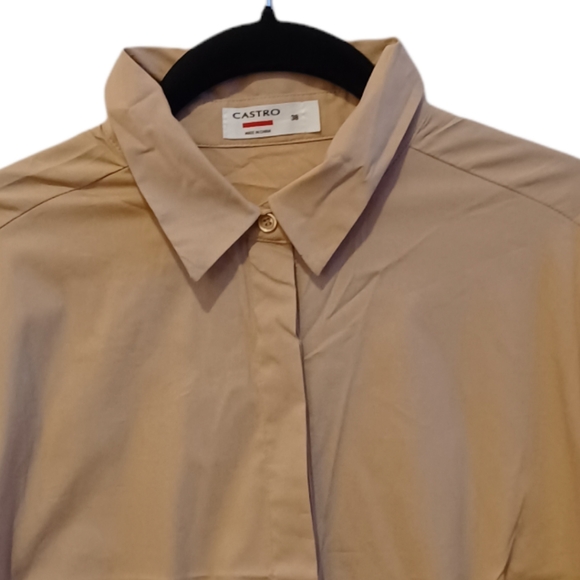 Castro Men's Button Down Shirt Beige Size S/M - Picture 2 of 7